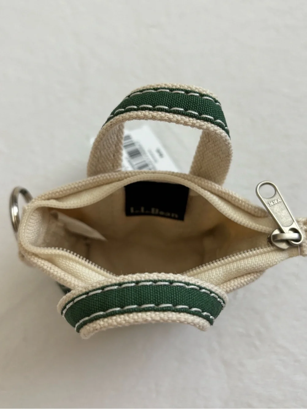 L.L. Bean Mini Canvas Tote Bag Keychain Green NWT
